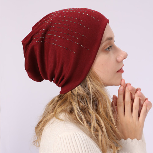 M965 double layer hot drill pullover hat cross-border new autumn and winter men and women cotton pile hat warm and cold-proof confinement hat