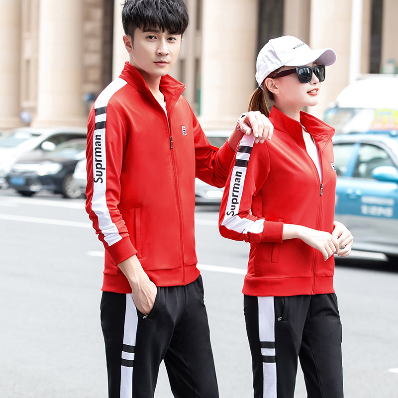 Loose plus size Sportswear Men's Casual Sports suit Women's Long-Sleeved Couple's Running Suit Two-Piece Set School Uniform for Students