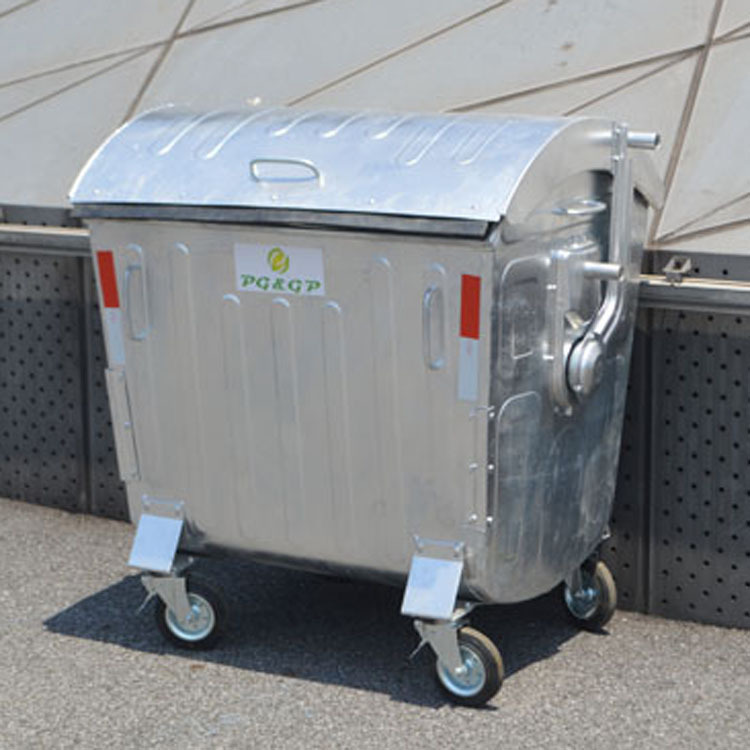 垃圾车户外垃圾手推车大型移动热镀锌垃圾箱1100L垃圾手推清洁车