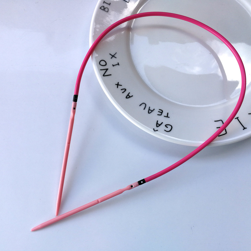 Herramienta de tejer suéter aguja plástico ABS desmontaje anillo aguja cuerda reemplazable aguja circulante conjunto de 10 bolsas de Pu