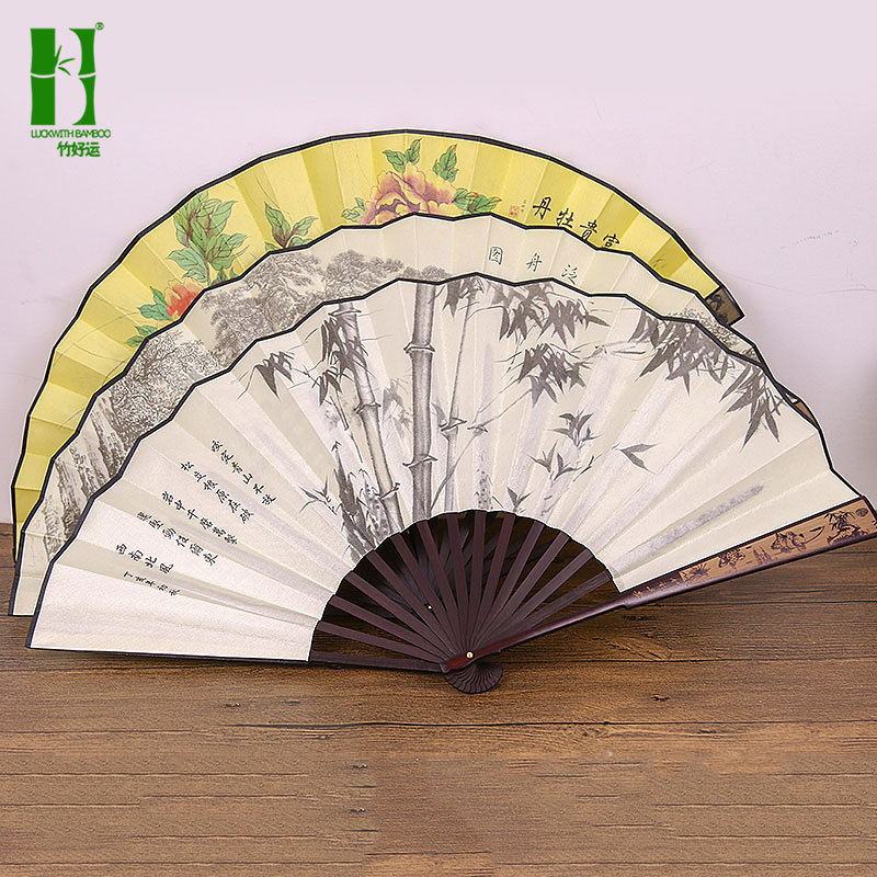 Ventilador plegable de 10 pulgadas ventilador chino de seda ventilador antiguo ventilador al por mayor ventilador artesanal regalo ventilador publicitario logotipo tallado