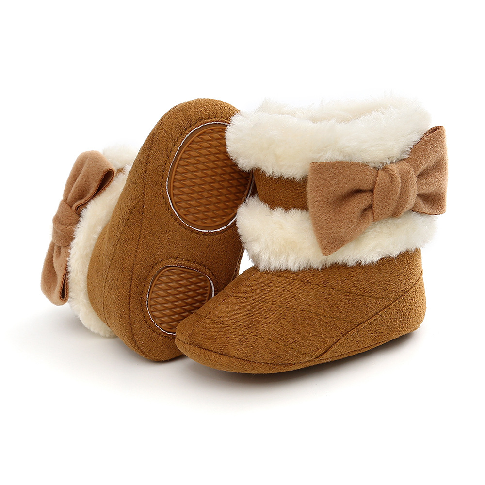 冬款加绒婴儿鞋棉靴宝宝靴子保暖靴0一1岁软底学步学步鞋M1917