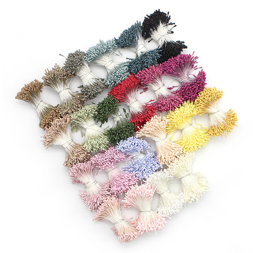 Cross-border hot sale 2mm stamens artificial flower material mixed color flower center round head bud flower handmade jewelry accessories