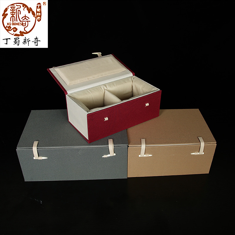 紫砂茶具瓷器建盏锦盒一壶两杯六件套银器盖碗礼品包装盒