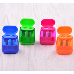New double-hole pencil sharpener plastic cover pencil sharpener pencil turner cute children's pencil sharpener pencil planer printable