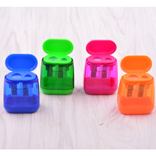 New double-hole pencil sharpener plastic cover pencil sharpener pencil turner cute children's pencil sharpener pencil planer printable