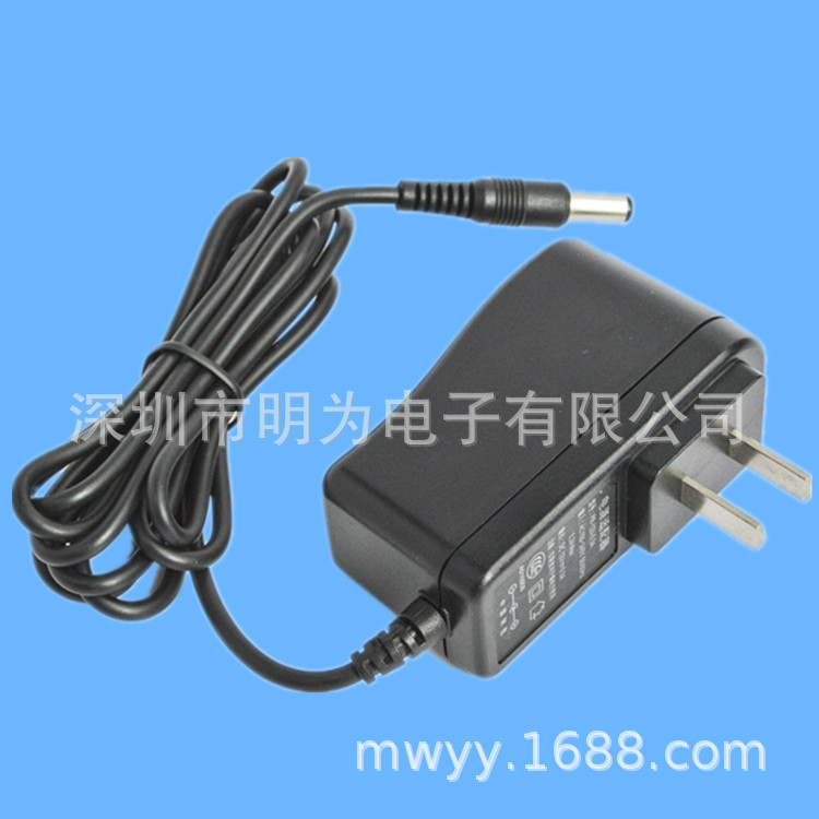 12V1A 12W黑色插墙式 3C认证开关电源适配器 摄像机专用电源