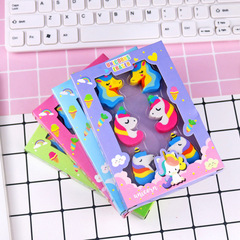 創意卡通獨角獸橡皮 6個入小馬可愛動物橡皮擦 學生文具禮品批發