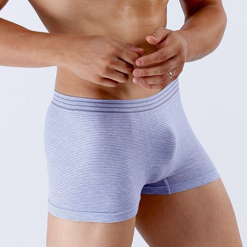 Seamless striped boys' boxer briefs new style super elastic mid-waist trousers large size modal men's boxer briefs