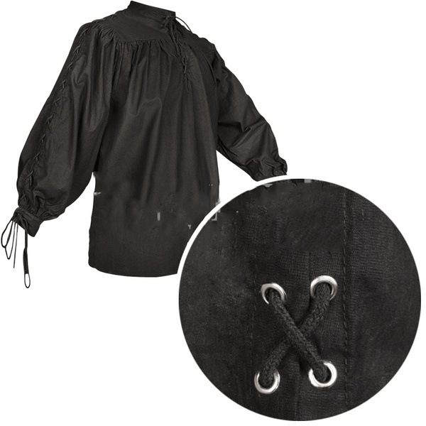 Alta calidad de los hombres de moda de manga larga vendaje medieval renacimiento camisa gótico hombres Guerrero camisa