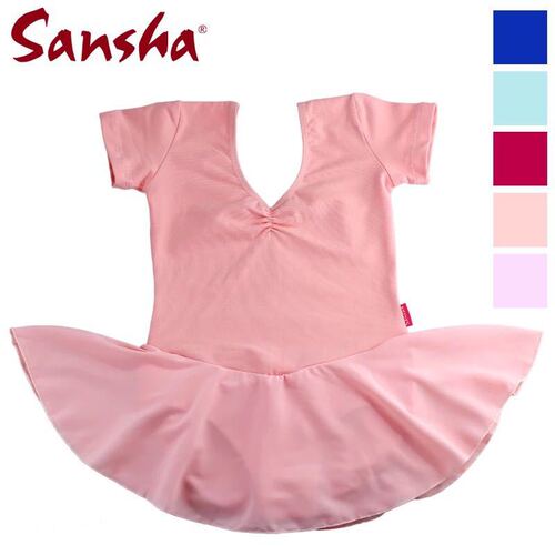 Children's Ballet Dance Suit for Three Sand, Summer Pure Cotton Short Sleeve Practice Bodysuit with Chiffon Skirt for Chinese Dance Examination Dance Wear