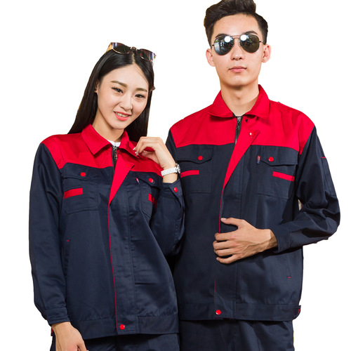 Long-sleeved spring and autumn long-sleeved labor protection work clothes suit factory clothes jacket welding work clothes men and women food factory can make logo