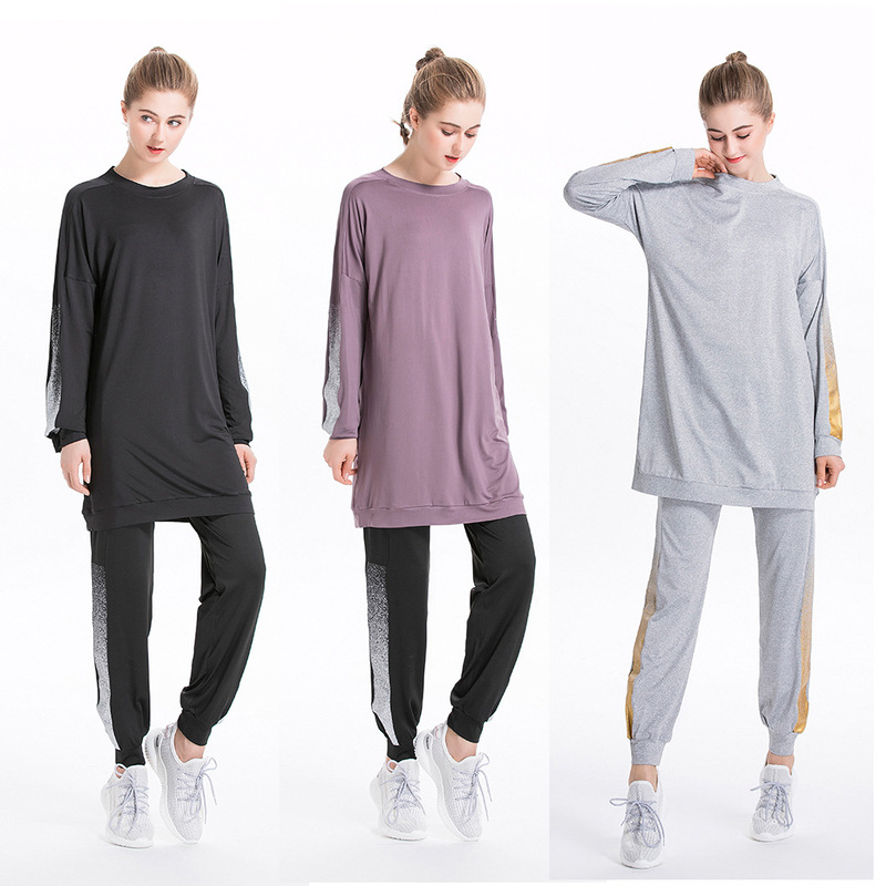 Arab Hui Women's Sportswear Casual Color-Blocked Round-Neck Sports Sweatshirt Set Y012 Trendy Fashion Casual Arab Hui Women's Sportswear Casual Color-Blocked Round-Neck Sports Sweatshirt Set Y012 Trendy Fashion Casual