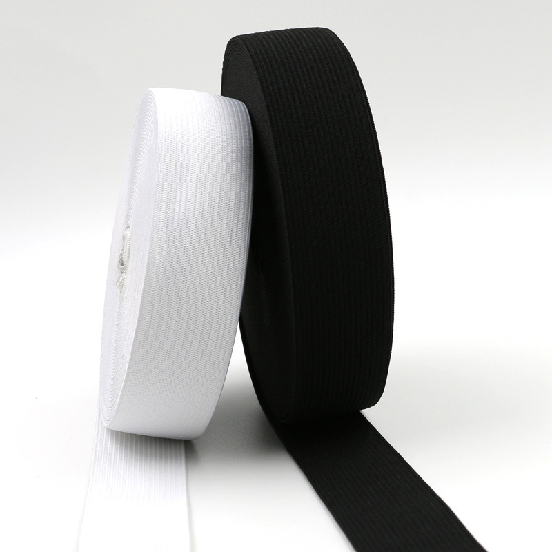 现货厂家黑白钩编松紧带0.3~15cm扁薄中加厚松紧弹力橡筋防护服装