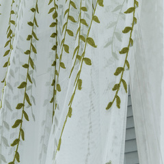 Factory Foreign Trade Willow Embroidered Window Gauze Cross-border Finished Fabric Curtain Rod Gauze Curtain