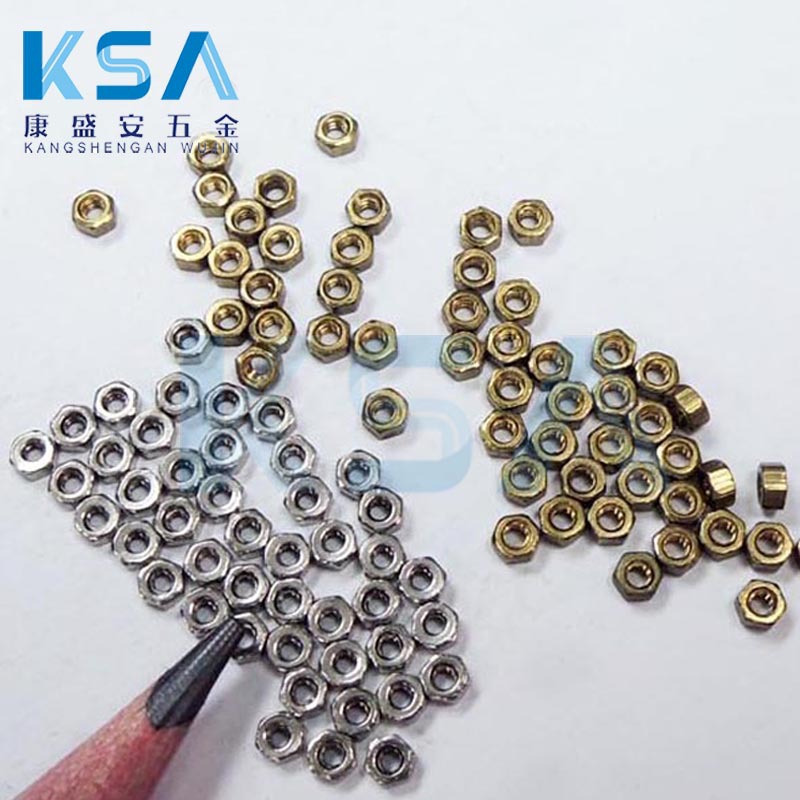 现货供应精密小螺母　M1.4小螺母　 铜镀镍小六角螺母 玩具螺母