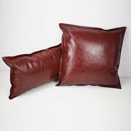 PU oil wax leather cushion cover solid color luxury simulated leather sofa cushion pillow office cushion bedside backrest