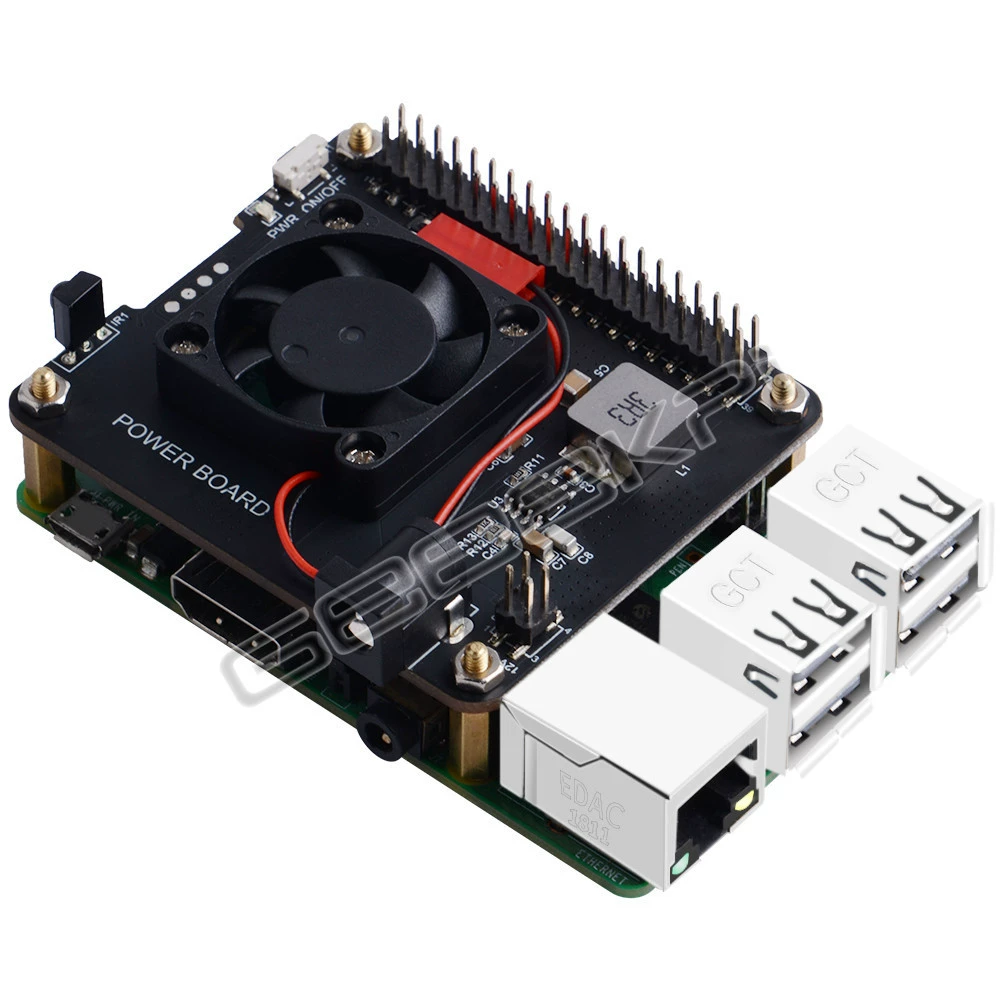 Подходит для платы питания Raspberry Pi 4/3B+ 5В 4А с вентилятором и инфракрасным пультом управления