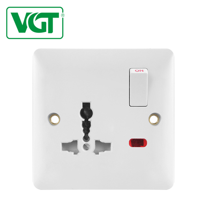 厂家 英式 外贸胶木 开关13A插座带灯 S097L 纯白 电玉粉 中东