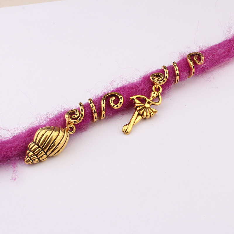 Cross-border supply of dirty braid wig headdress hair accessories alloy vintage conch pendant female braided hair ring accessories Cross-border supply of dirty braid wig headdress hair accessories alloy vintage conch pendant female braided hair ring accessories