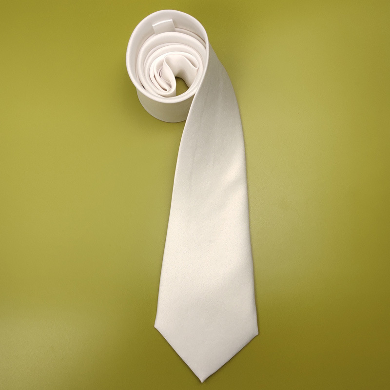 Wholesale White 8cm Tie Children's Day Father Plot Graffiti Painting Polyester Gloss Satin Men's White Embryo Tie