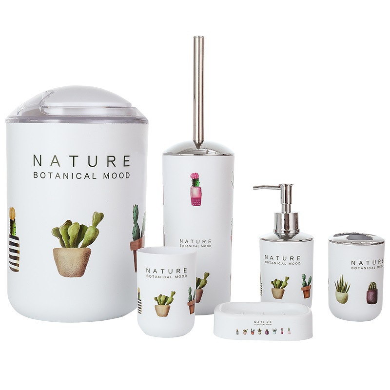 Set de baño de plástico bathroomset suministros de baño Baño hogar traje de lavado conjunto de baño de seis piezas