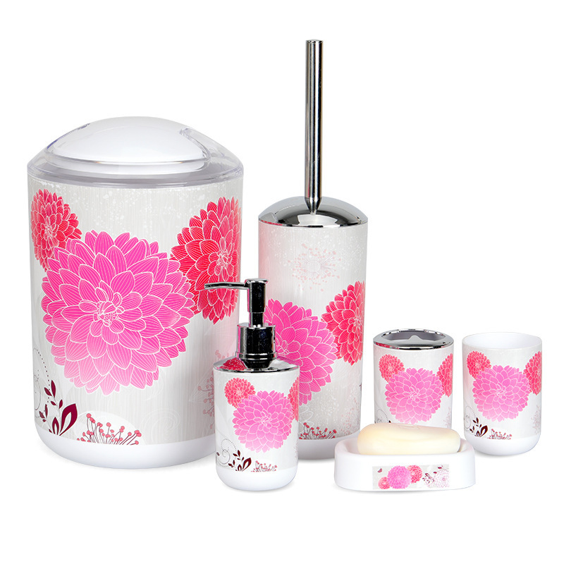Set de baño de plástico bathroomset suministros de baño Baño hogar traje de lavado conjunto de baño de seis piezas