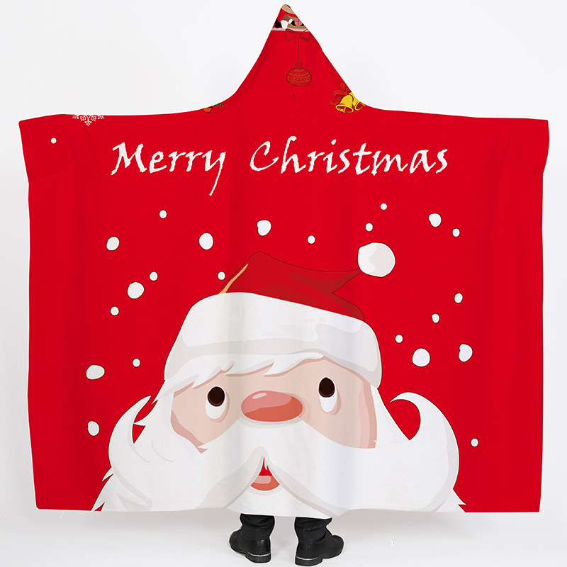 Lana de cordero siesta manta invierno Manta con capucha capa engrosada doble felpa 3D Impresión digital perezoso Manta