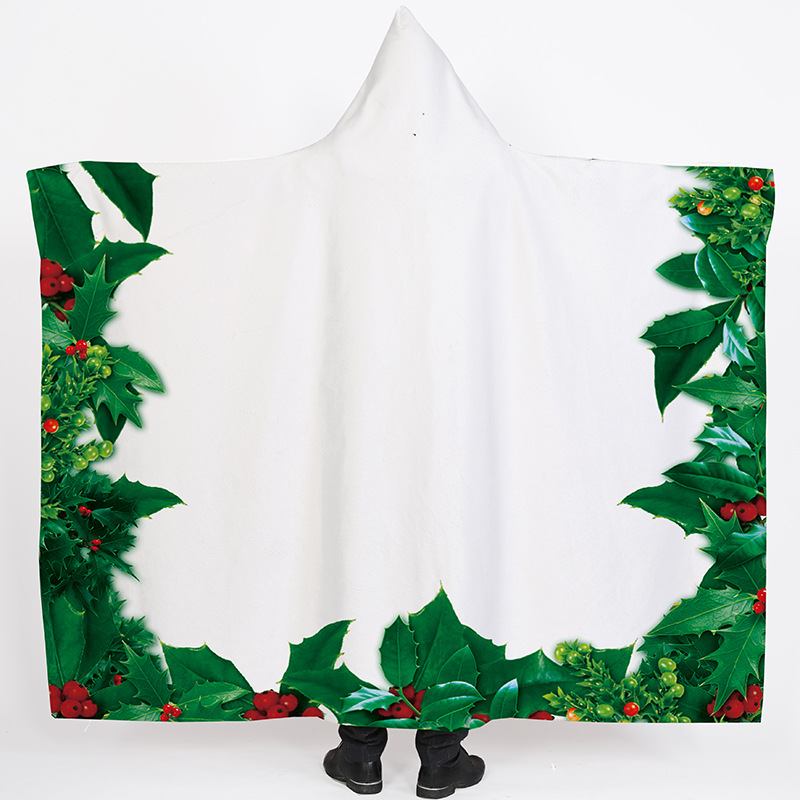 Lana de cordero siesta manta invierno Manta con capucha capa engrosada doble felpa 3D Impresión digital perezoso Manta