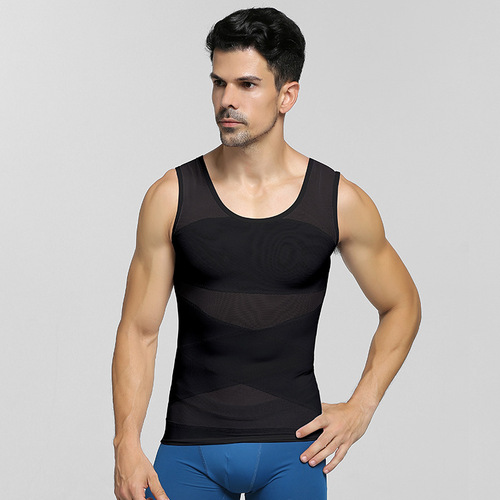 New Men's Tummy Control, Chest Expansion, Back Straightening, Light Mesh Breathable Beer Belly Shaping Garment for Body Shaping NY028
