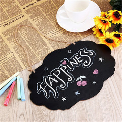 Creative Wooden Edge Mini Message Board with Raffia Double-Sided Writing Small Blackboard Home Decor Craftsmanship Pendant