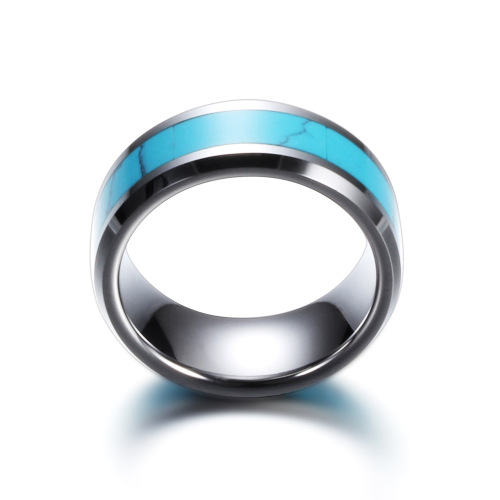 European and American cross-border hot selling 8MM stainless steel natural turquoise fashion ring versatile personalized ring manufacturer wholesale