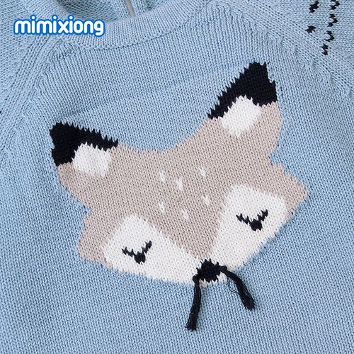 Ins best-selling infant unisex autumn/winter long-sleeve fox onesie with triangle top