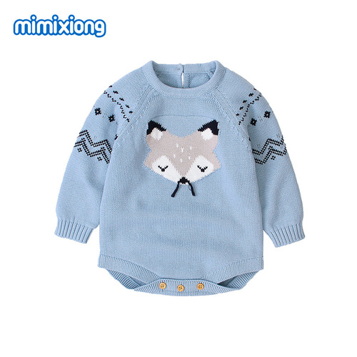 Ins best-selling infant unisex autumn/winter long-sleeve fox onesie with triangle top