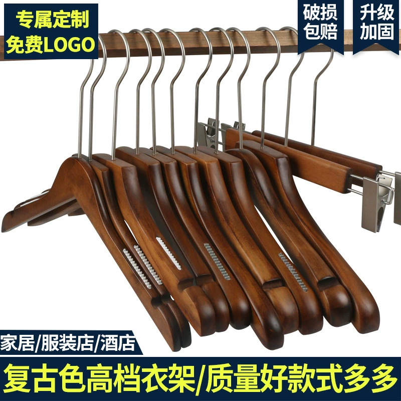 Винтажная Вешалка из цельного дерева, магазин одежды, вешалка для брюк, вешалка для одежды, нескользящая вешалка для мужской и женской одежды оптом