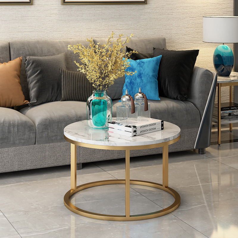 Moderno minimalista nórdico pequeña mesa de café ins Wind Net rojo balcón sala de estar Hierro mármol lado varios Luz de lujo pequeña mesa redonda