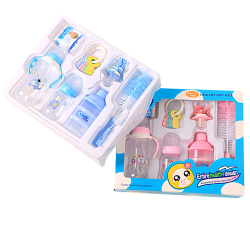 厂家直销 新生儿奶瓶礼盒套装 pp奶瓶梳刷玩具套装8件套一件代发