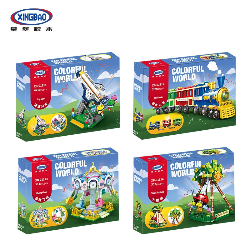 Constructor for amusement parks, Ferris wheel, train, toy, small particles