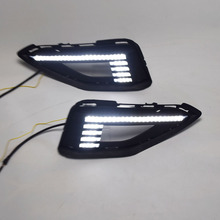 适用于大众新速腾 捷达2018-19 带黄蓝色 三色日间行车灯