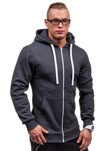 Zipper coat, youth loose hooded hoodie, new casual men's solid color hoodie_vogarts.com