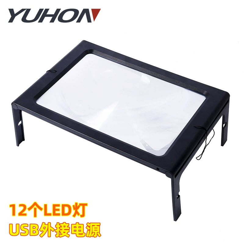 Подвесной Настольный USB-источник питания 12 светодиодных ламп для чтения ремонт книга для чтения High Power Square полностраничное увеличительное стекло