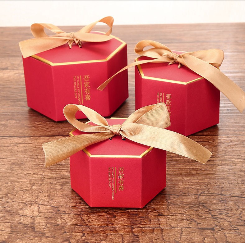 创意婚礼喜糖盒袋礼盒包装盒伴手礼纸糖盒结婚 婚庆用品 六角糖盒