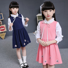 女童连衣裙2022新款童装女韩版中大童学院风长袖裙春秋款儿童裙子
