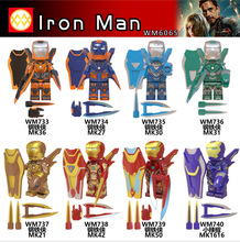 外贸专供WM6065漫威英雄系列Iron Man拼装积木人仔玩具混批