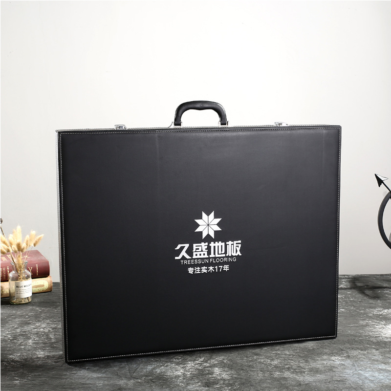 厂家直销地板皮质收纳箱PU样品展示盒高档石英石专用皮盒批发