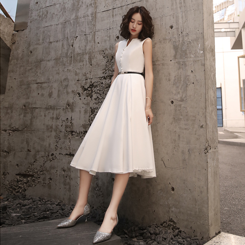 2026 vestido de noche nuevo en tiempos normales se puede usar vestido de fiesta blanco simple y generoso vestido de fiesta largo image 4