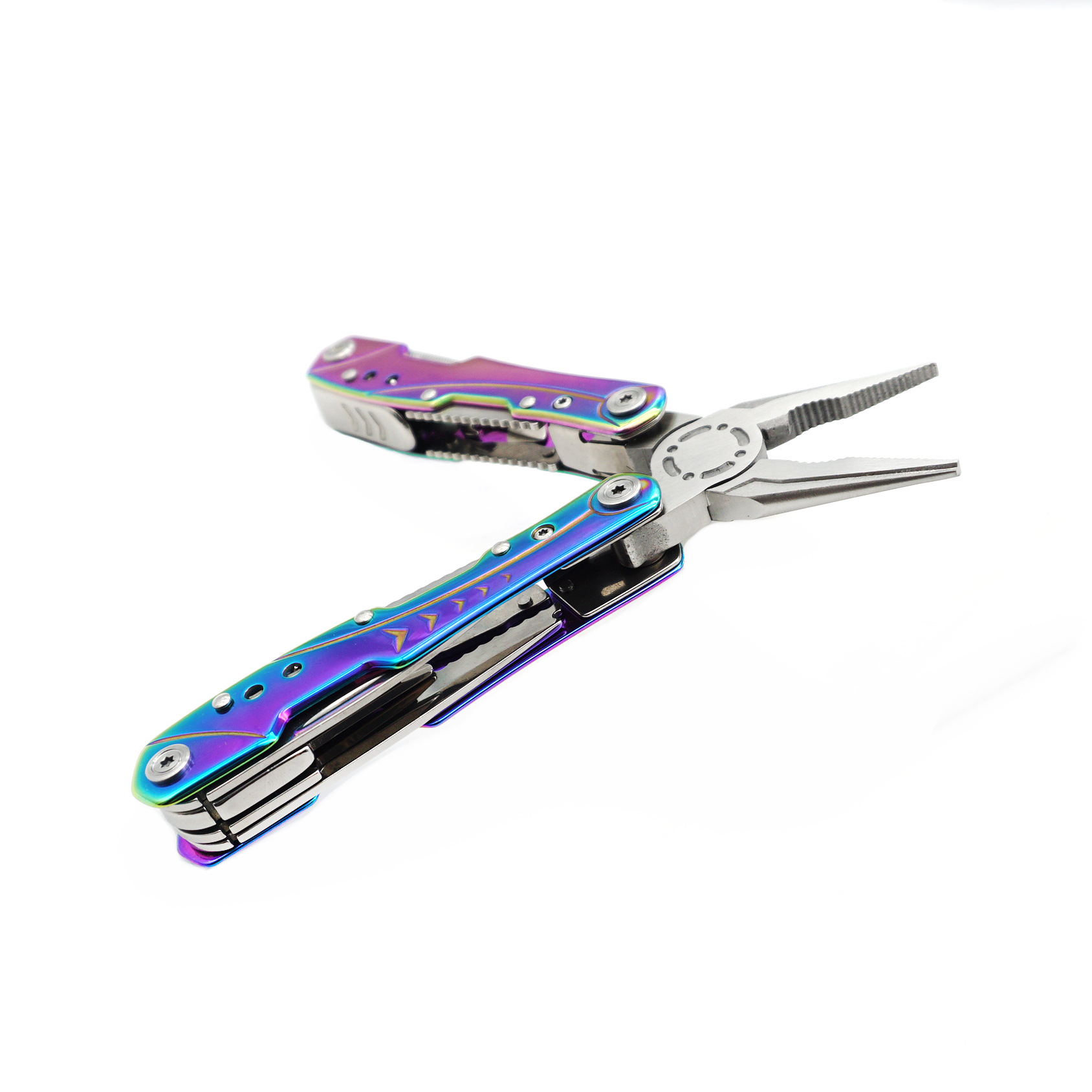 不锈钢彩钛钳 户外野营多用折叠钳  五金工具刀钳