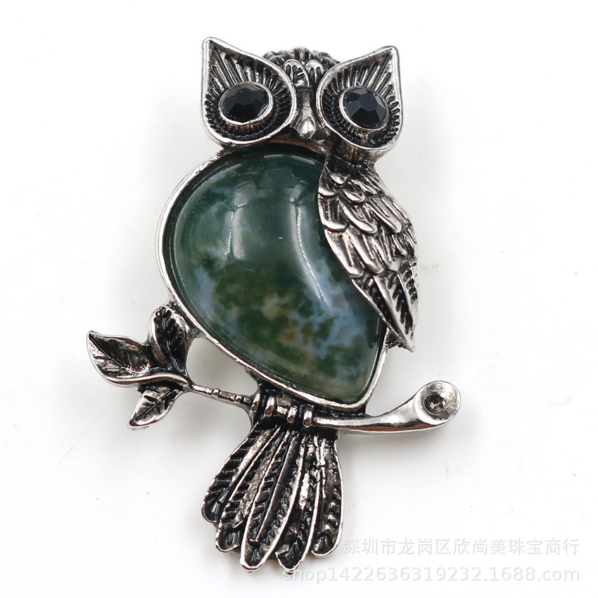 인도 마노 올빼미 의류 브로치 펜던트