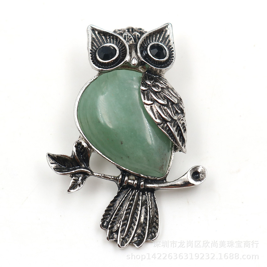 녹색 동글 올빼미 의류 브로치 펜던트
