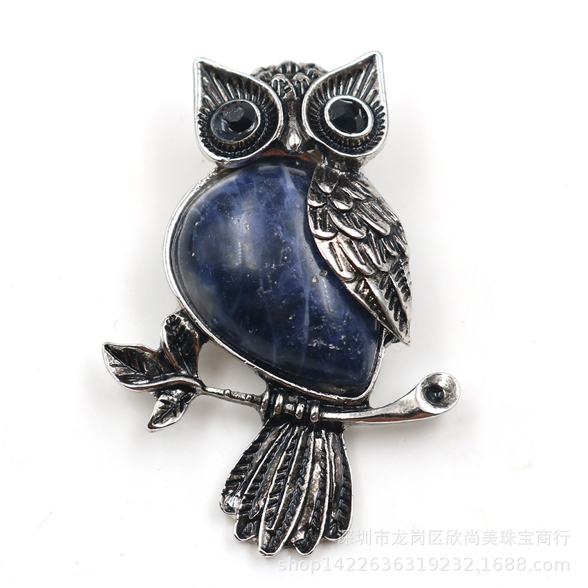블루 그레인 올빼미 의류 브로치 펜던트